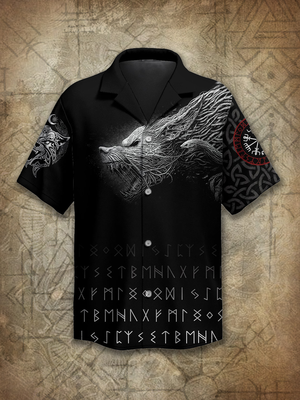 Viking Berserk Wolf Fenrir Knot Totem Spirit Power Heritage Hawaiian Shirt / Rvogue / Rvogue