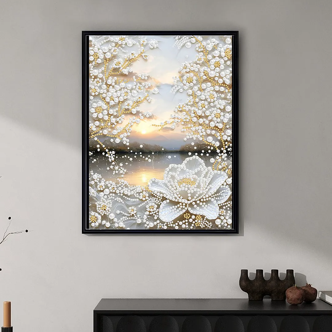 Pearl Painting Kit for Adults Lotus Sunset 11.81x15.75in