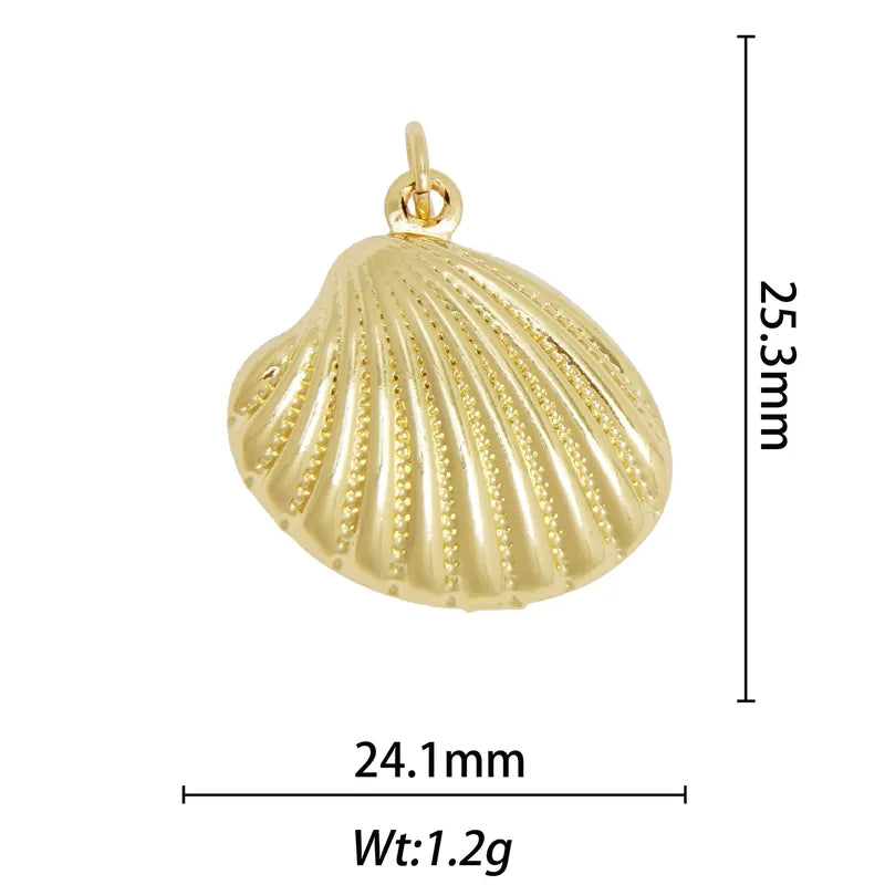 1 Piece 13.8*28.1mm 15.9*26mm 21.7*28.4mm Copper Pearl Zircon 18K Gold Plated Animal Paw Print Shell Jewelry Accessories Pendant