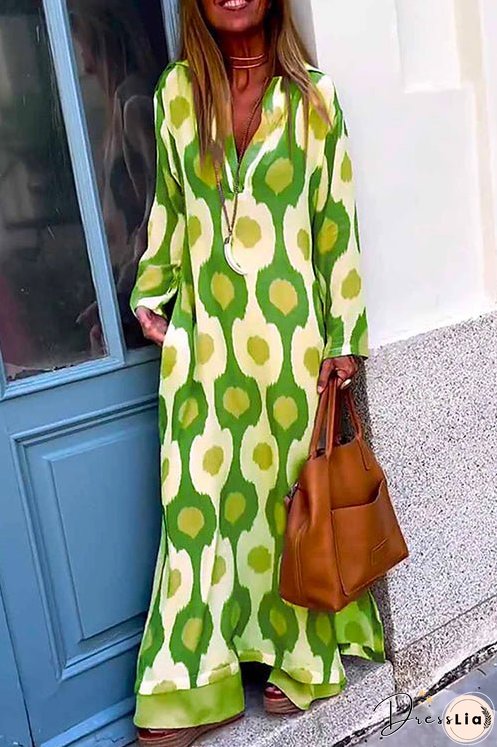 Meridress V Neck Side Split Printed Maxi Holiday Dress