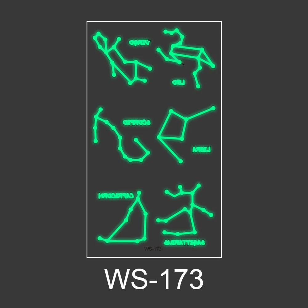 Luminous Tattoo Sticker Nightclub Bar Music Festival Carnival Tattoo Sticker Fluorescent Musical Note Glowing Cool Face Sticker