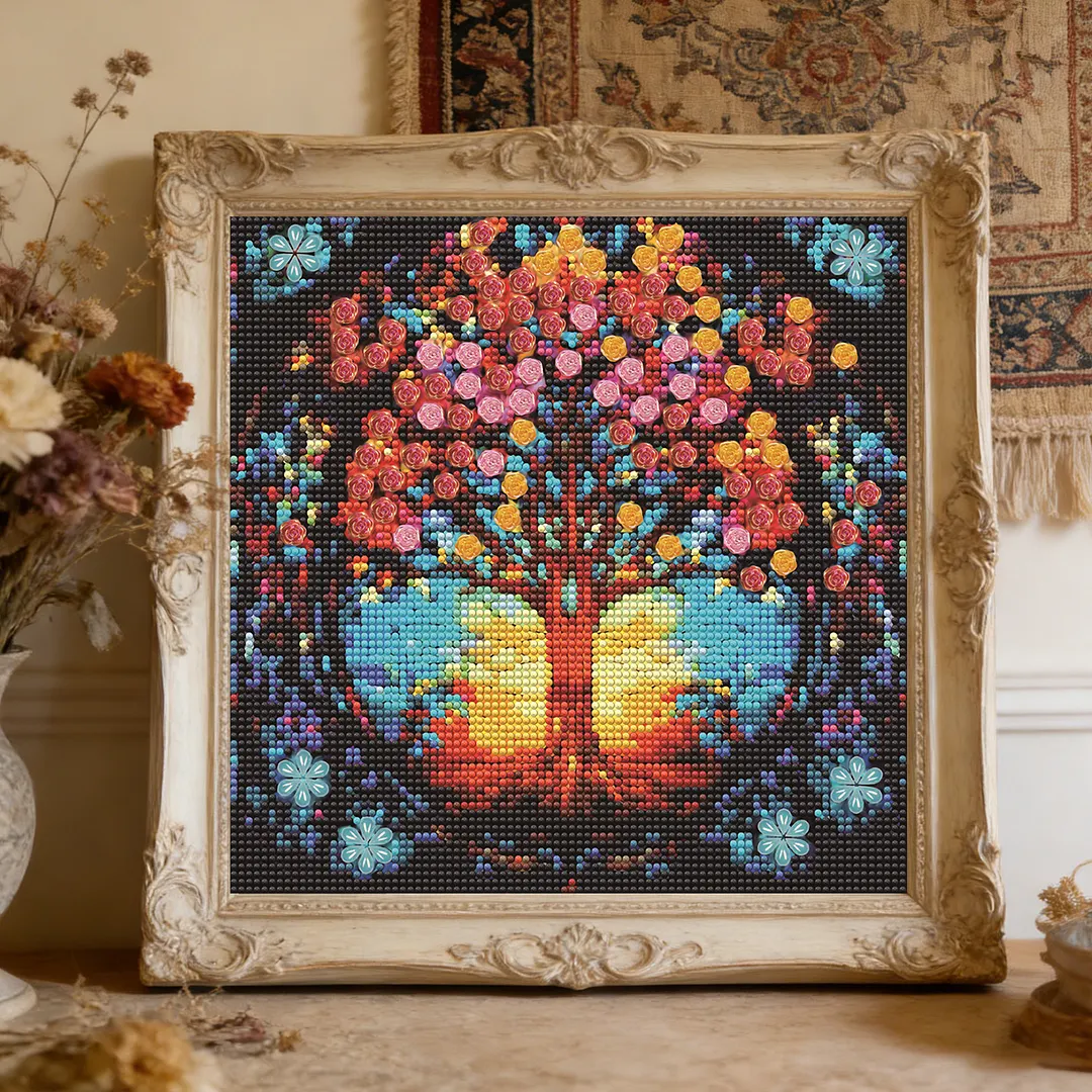 Flower Tree Silhouette Special Shaped 5D DIY Full Drill Diamond Painting Kits for Adults Beginners Home Decor Diamond Art Kit 11.81 X11.81inch