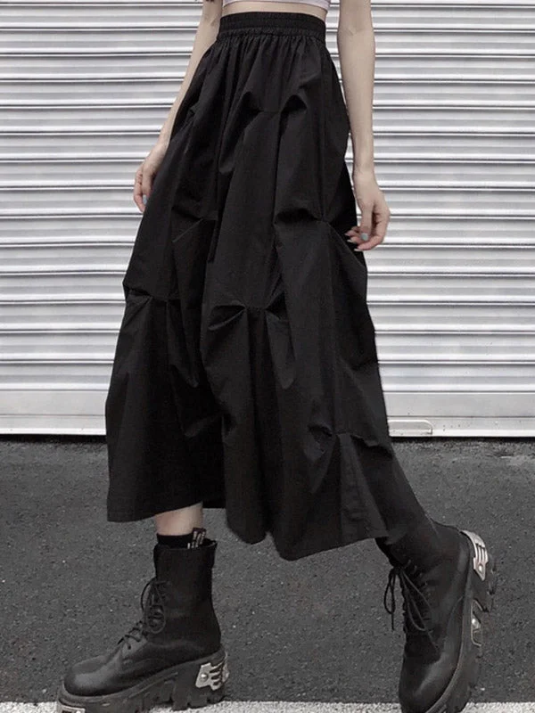 Irregular Solid Color Loose Empire A-Line Skirt