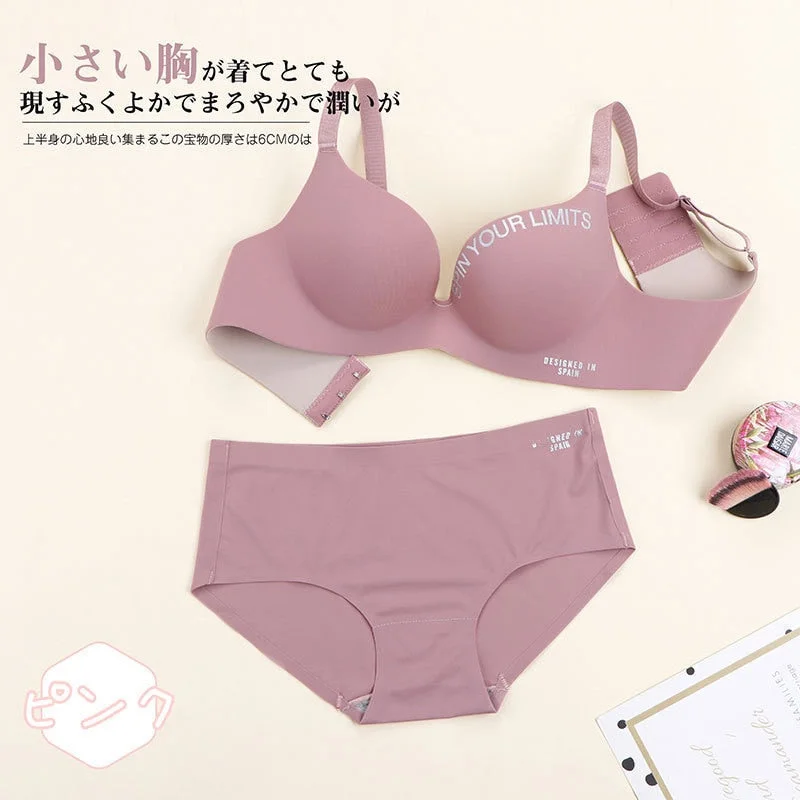 Women's Cotton Bra Sexy Letter Underwear Fashion Push Up Comfort Brassiere One Piece Seamless Underwear Female Sexy Lingerie