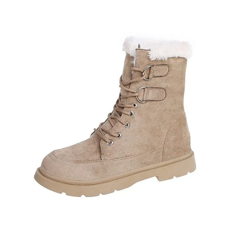 2021 winter new Martin boots female British style student Korean warm cotton shoes short tube plus velvet snow boots fur boots