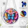 (18.5cm)DIY Acrylic Jigsaw Puzzle Window Hanging with Hanging Chain DIY Stained Glass Decoration Round Window Puzzle Decor for DIY Craft Project (Flower Butterfly)