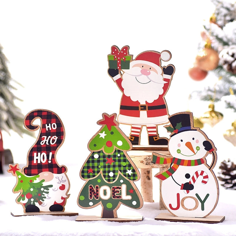Christmas Cute Christmas Tree Santa Claus Snowman Wood Party Festival Ornaments