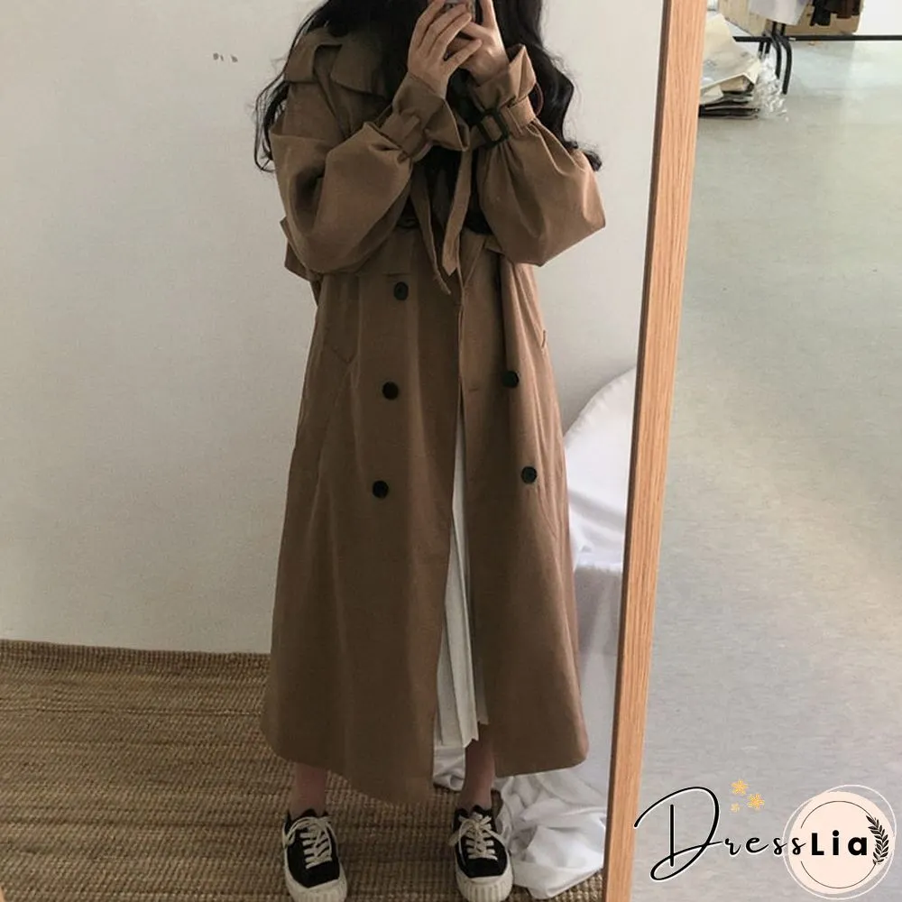 Chic Womens Trench Coat Casual Womens Long Outerwear Loose Overcoat Autumn Winter Fashion