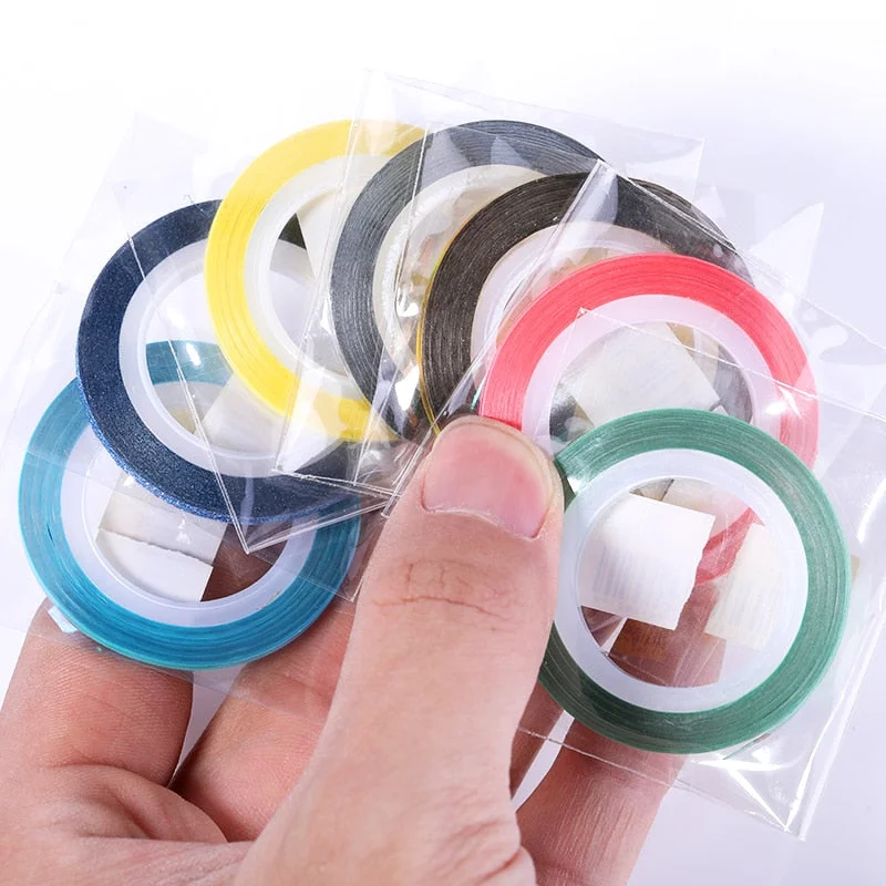 1mm 2mm 6mm Matte Glitter Nail Striping Tape Line Rainbow Multi Color Styling Tool Sticker Decal  DIY Decoration-Nail Inspo