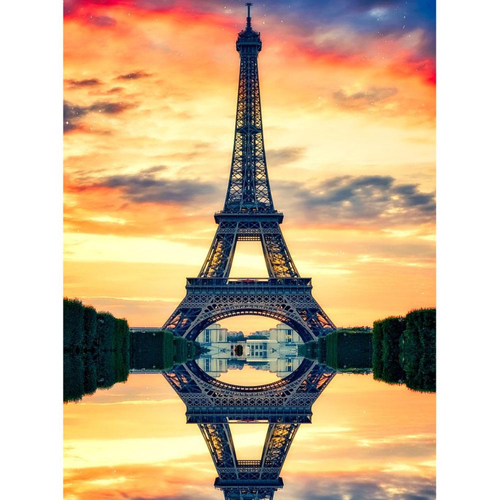 

30x40cm Round Drill Diamond Painting-Metal Tower Sunset, 501 Original