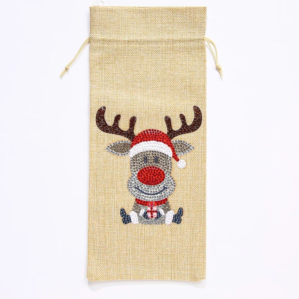 DIY Diamond Painting Xmas Wine Bottle Bag - Elk