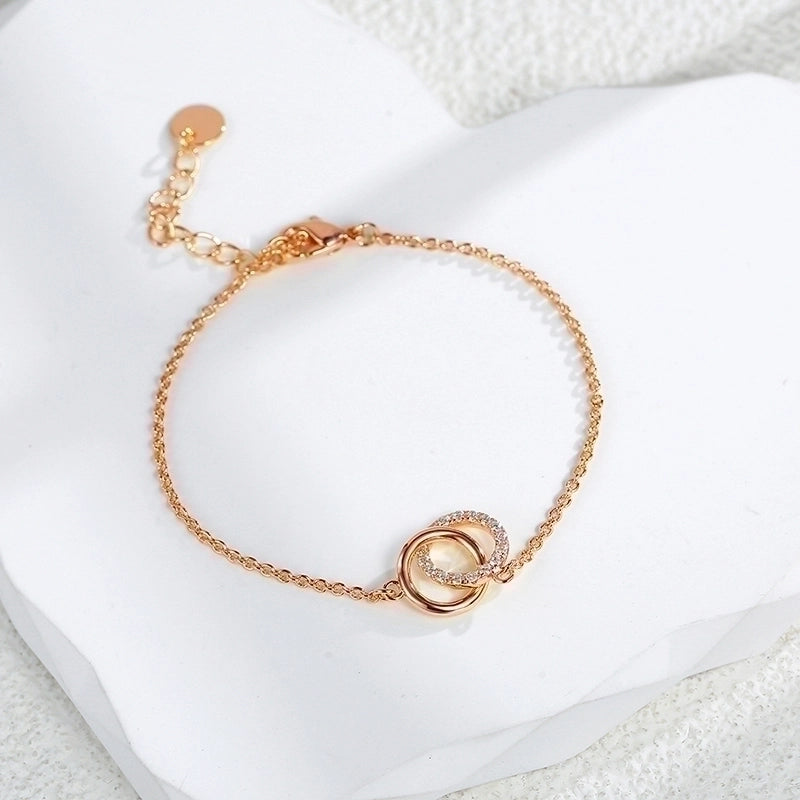 Minimalist Solid Color Copper Inlay Rhinestones Zircon 18k Gold Plated Rose Gold Plated Silver Plated Bracelets