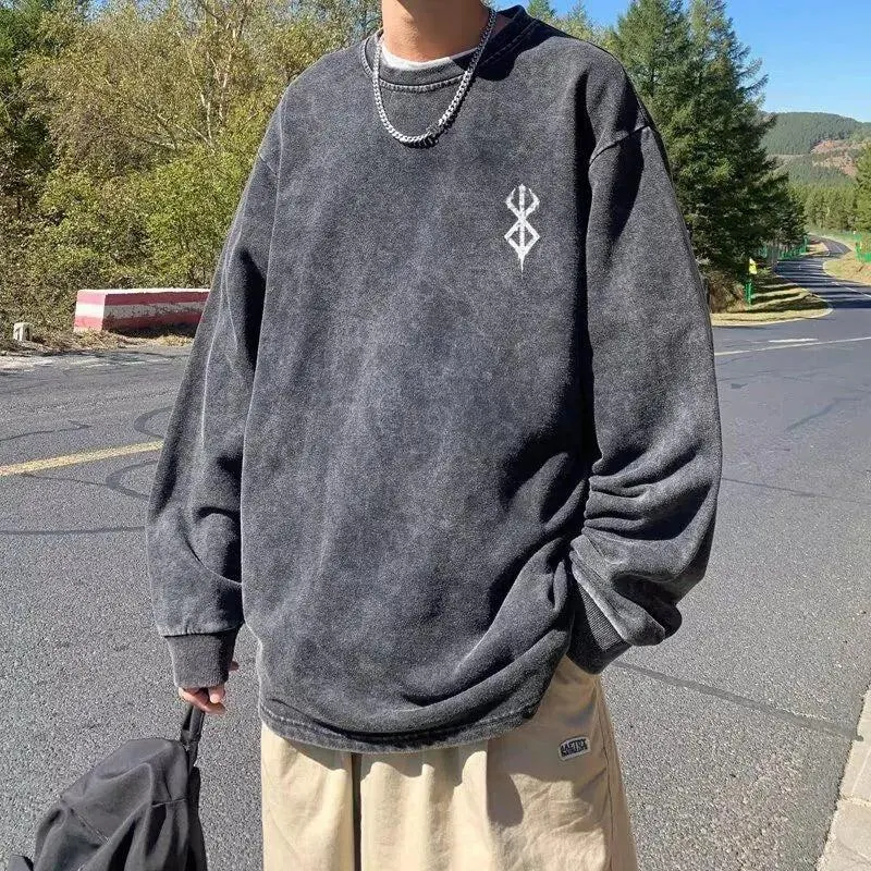 Brownm Printed Distressed Unisex Sweatshirt