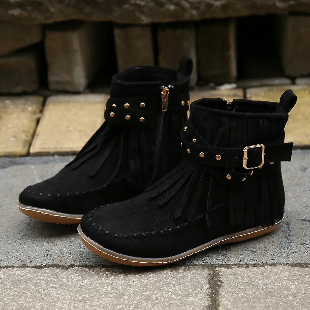 Breakj Breakj New Women's Autumn And Winter Martin Boots Large Belt Buckle Su Plain Bottom Short Boots