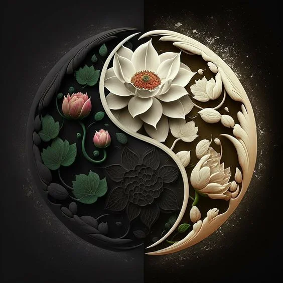 Diamond Painting - Full Round/Square Drill - Yin Yang Flower(30*30 - 50*50cm)