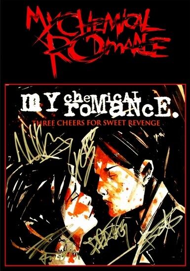 MY CHEMICAL ROMANCE - SIGNED LP COVER - 3 CHEERS 4 SWEET - Photo Poster painting POSTER INSERT