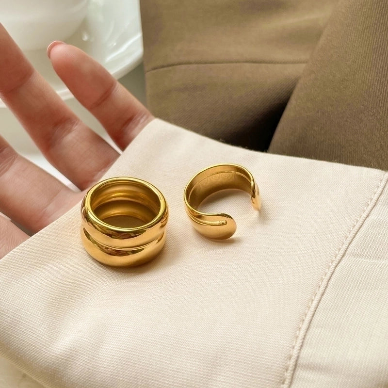 Ins Style Geometric Titanium Steel Plating Rings