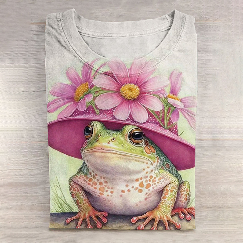 wearshes Funny Frog Art Graphic Printed T-Shirt