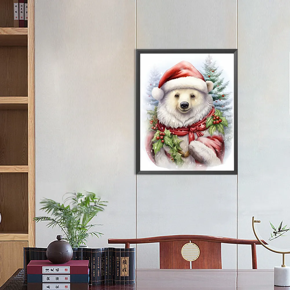Full Round Diamond Painting 40*50cm - Christmas White Bear