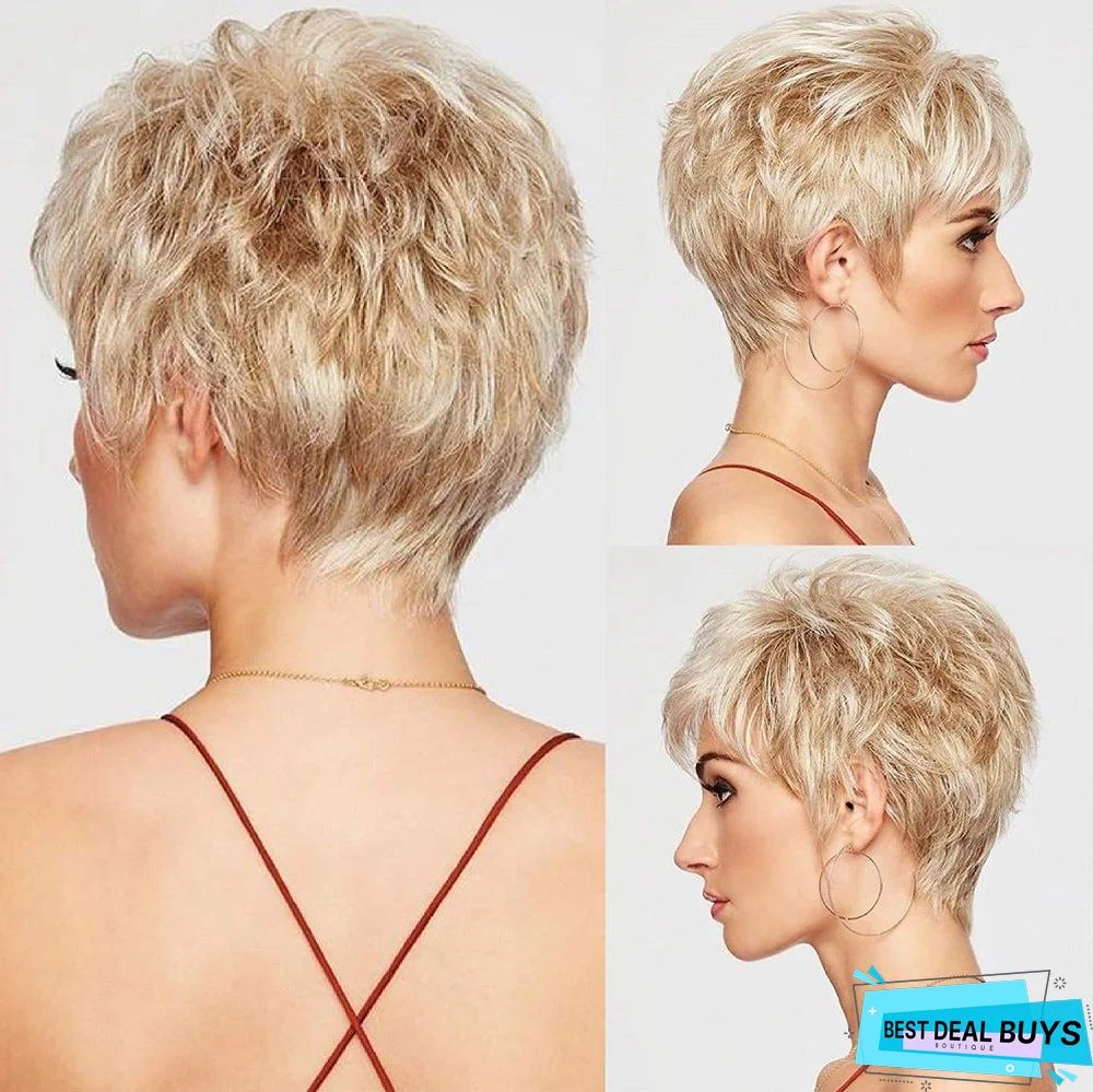 Short Wig Ladies Temperament Fashion Gold Micro-Volume Short Paragraph
