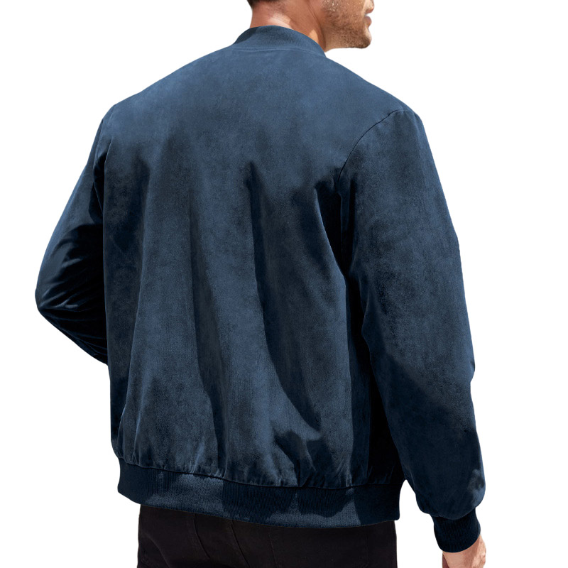 Men's Vintage Outdoor Suede Solid Color Zipper Long Sleeve Jacket