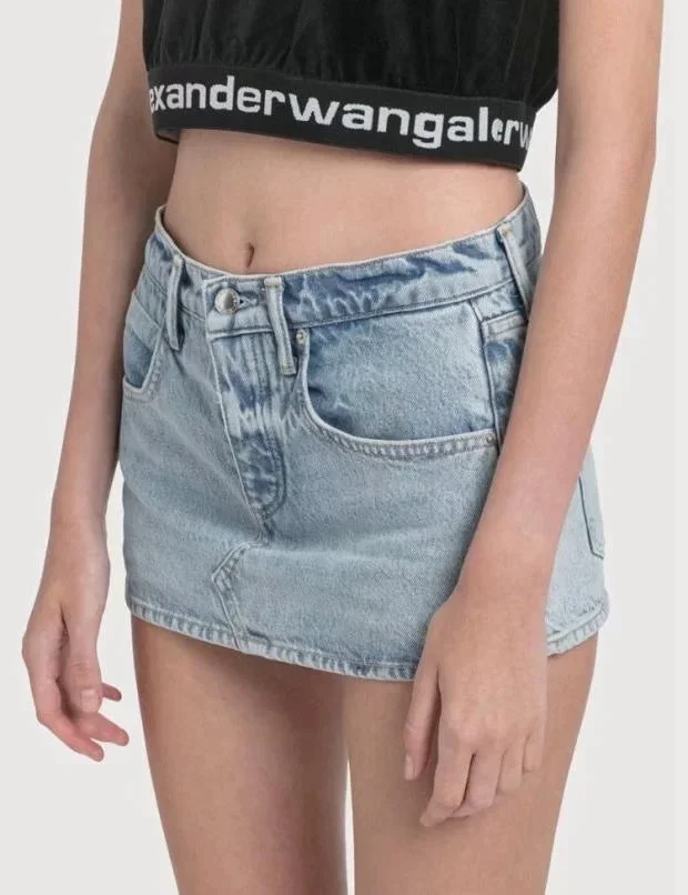 Uveng High Waist Slim-fit Splicing Ultra-short Denim Leggings Female Girl Skinny Pants