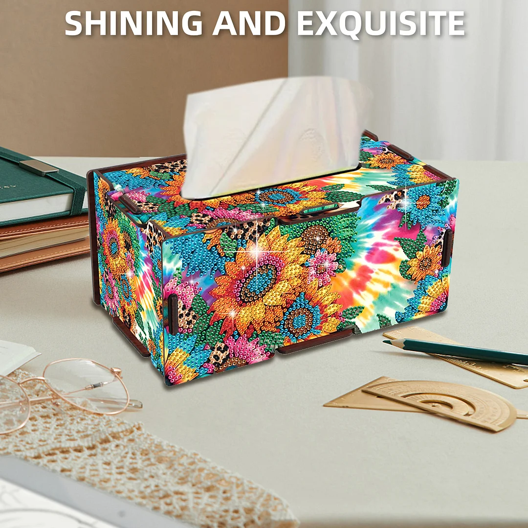 Wooden Diamond Painting Tissue Box for Home and Office Decoration (ZJH033)