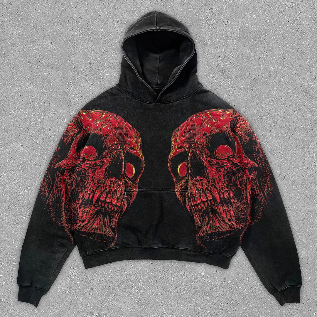 Sleek Street Style Skull Print Hoodie