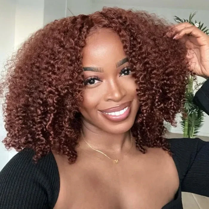Reddish Brown Kinky Curly 13x4 Lace Front Wig [CW1072]