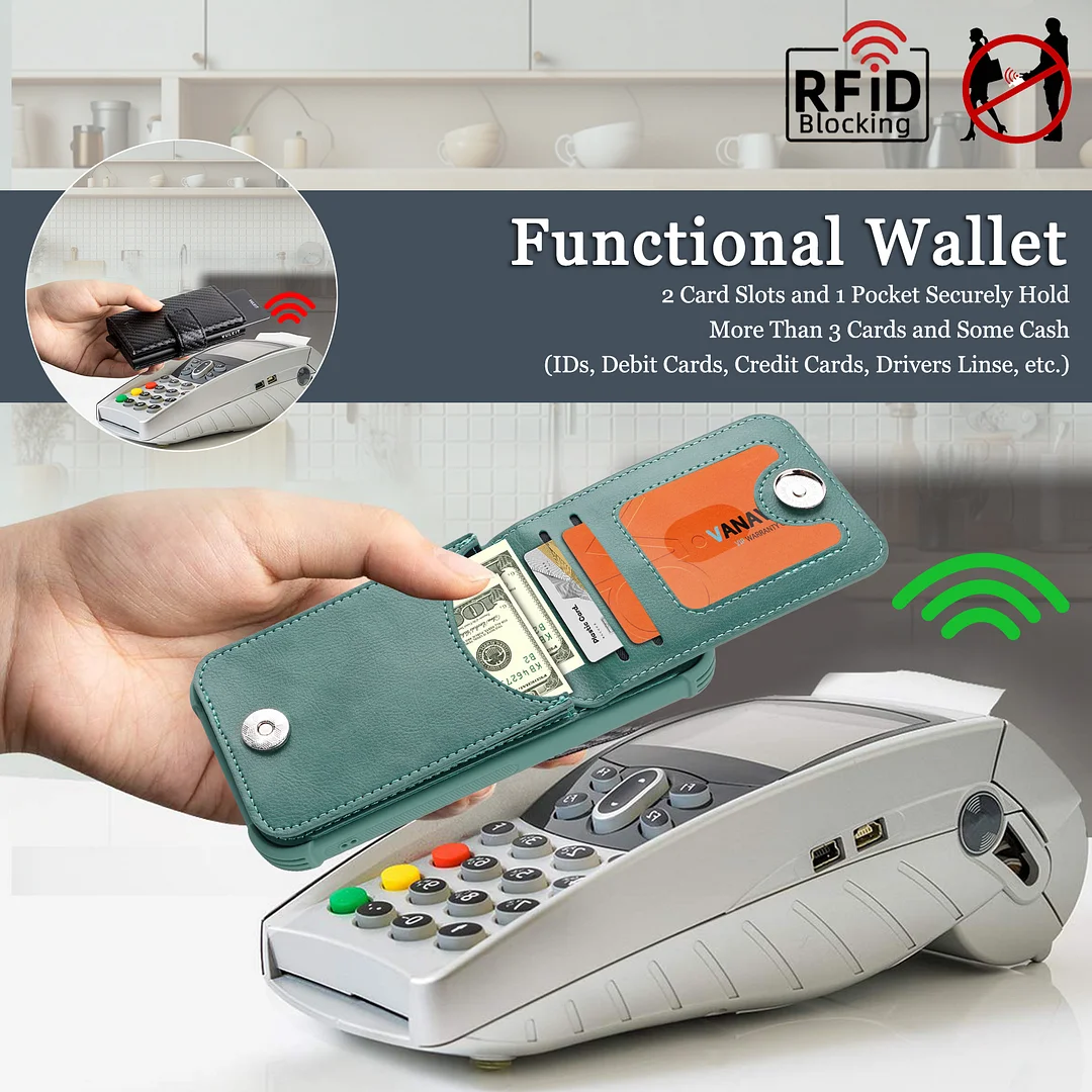 VANAVAGY Wallet Case Compatible for Galaxy S25 5G with Credit Card Holder and Coin Pocket