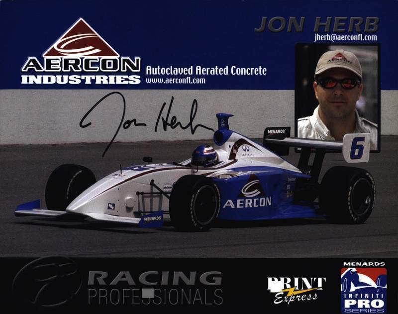 Jon Herb signed IRL IndyCar Racing 8x10 Photo Poster painting W/Cert Autographed 10