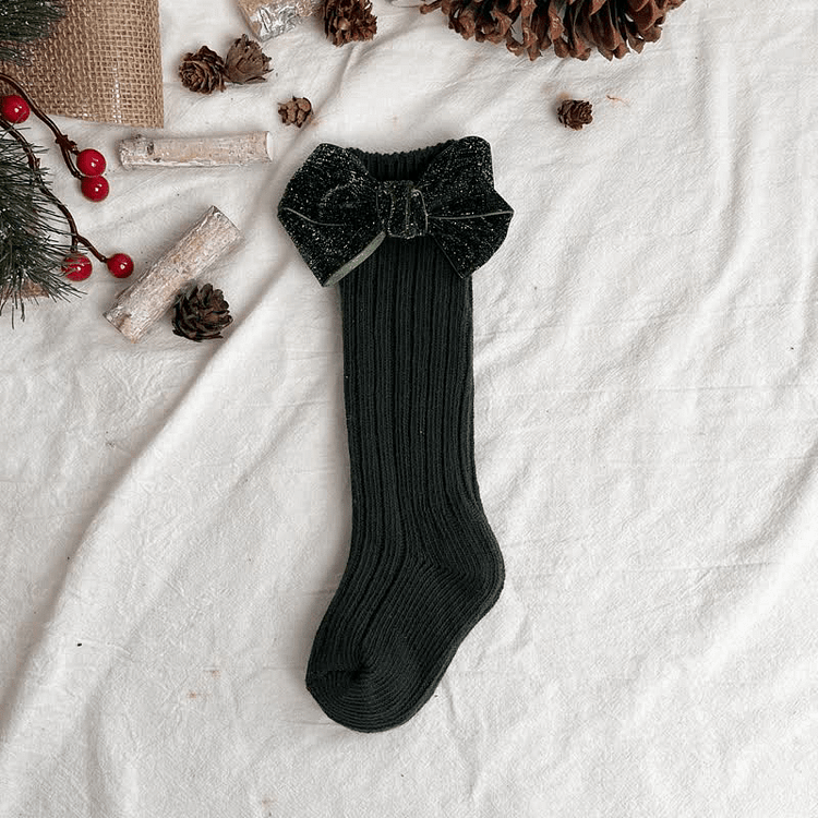 Baby Bowknot Decor Christmas Mid Socks