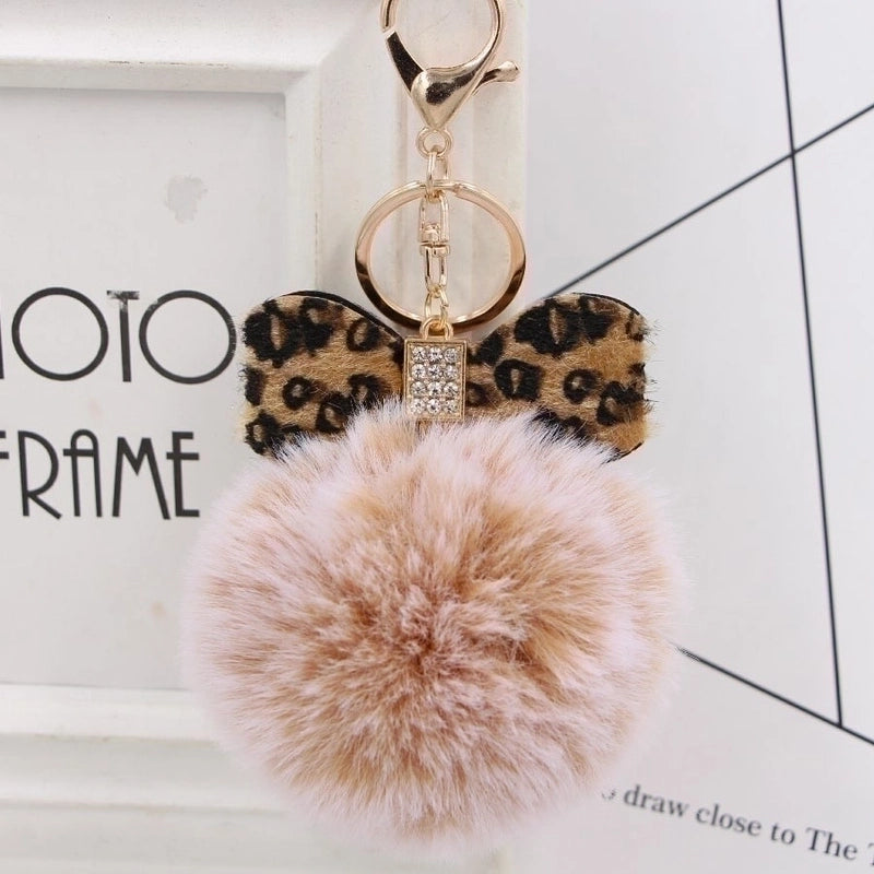 1 Piece Fashion Bow Knot Leopard Pu Leather Women’s Bag Pendant Keychain