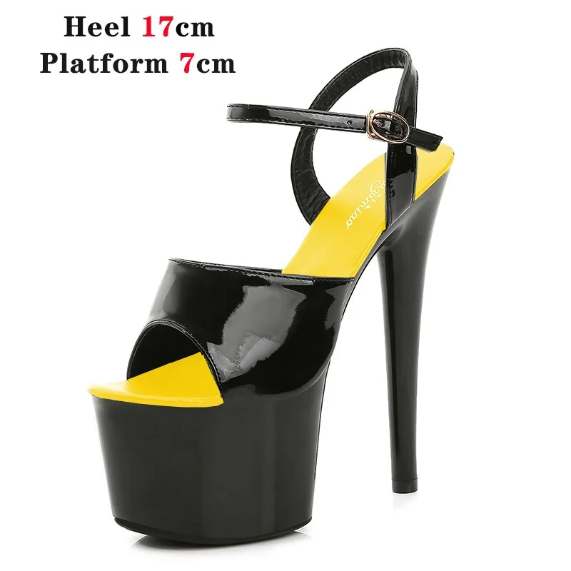 Qengg Mixed Color Shoes Stripper Heels Women Sandals Sexy Shoes Party Club Sandals 17 CM Platform High-heeled Wedding Shoes Pole Dance
