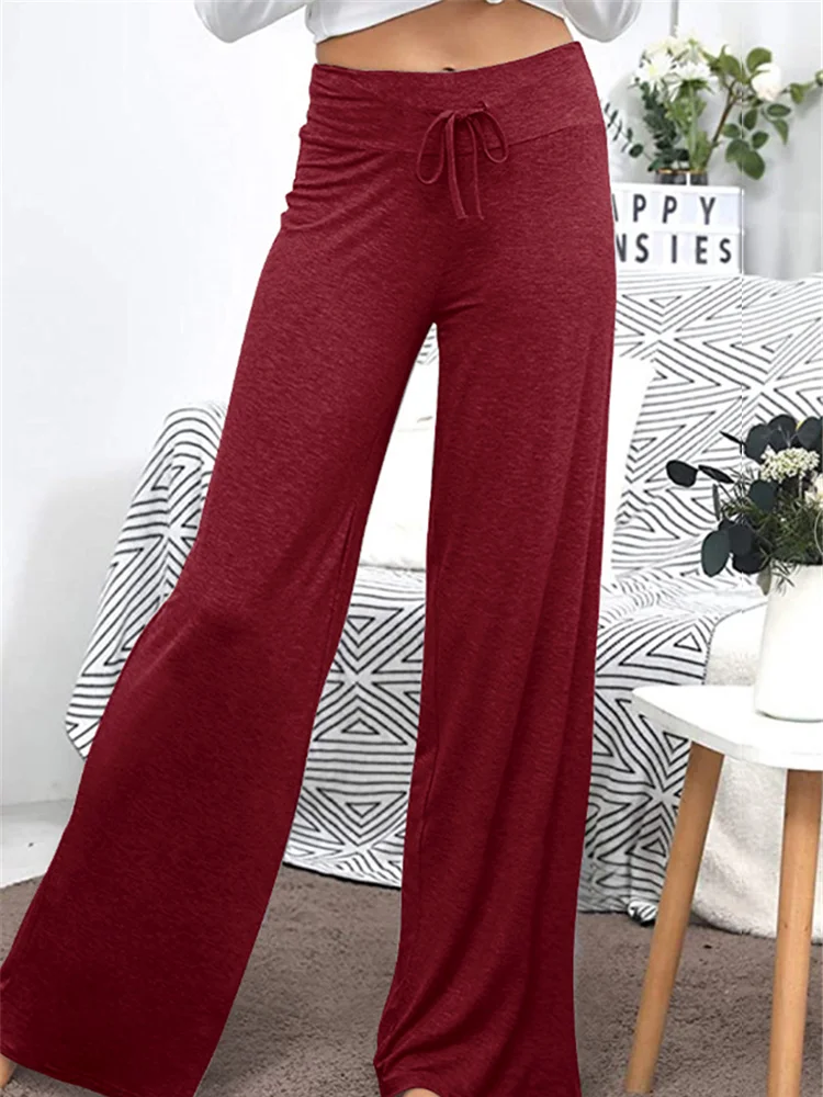 Drawstring Comfy Casual Wide Leg Pants