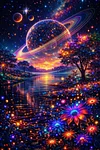 Luxury AB Velvet Diamond Painting Kit - Fantasy Planet