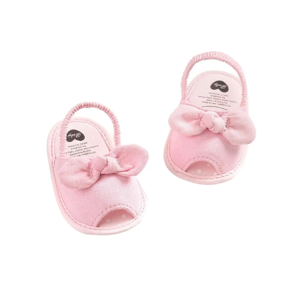 Fashion Non-slip Baby Girl Sandal Shoes Walking Learning Soft-Soled Non-Slip Plaid Bow Cloth Candy