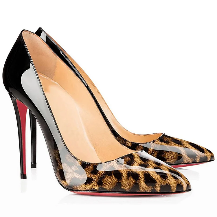 100mm/120mm Women's Party Wedding Heels Leopard Patent Red Bottoms Pumps VOCOSI VOCOSI