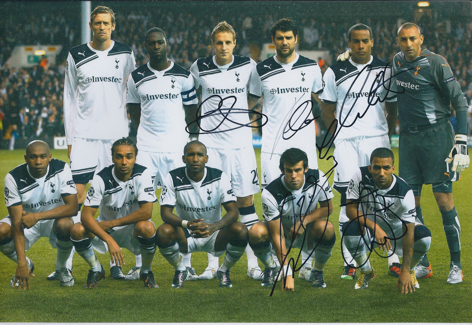 Tottenham Squad 5 Signed 12x8 Photo Poster painting AFTAL COA Autograph Spurs Gareth Bale Lennon