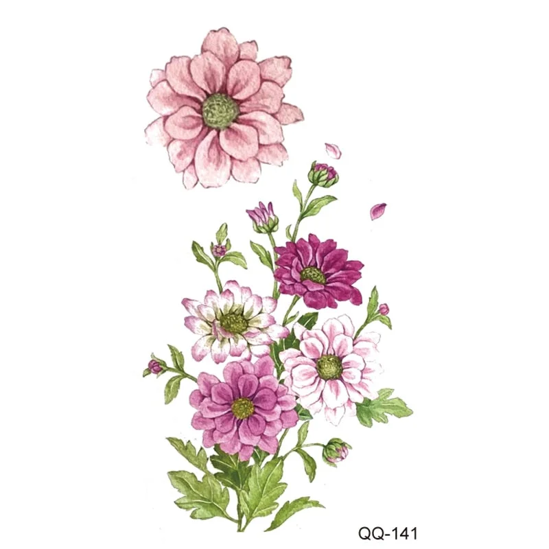 Small Waterproof Temporary Tattoo Sticker Colorful Feather Flower Leaves Planet Moon Women Body Art Wrist Neck Fake Tattoos Men