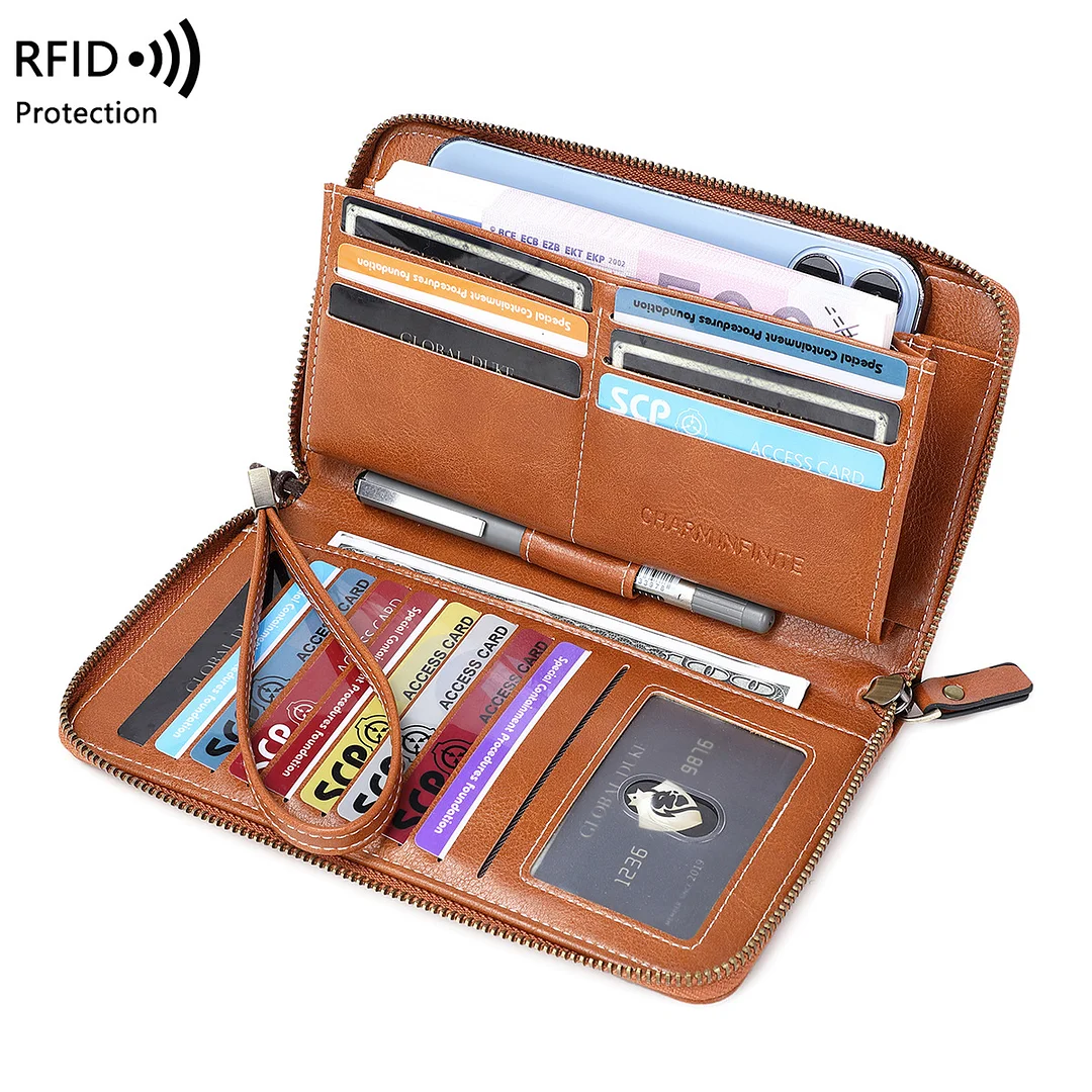 Wallet Genuine Leather RFID Blocking Purse Credit Card Clutch for Womens