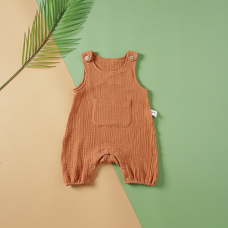 Baby Solid Color Sleeveless Casual Romper
