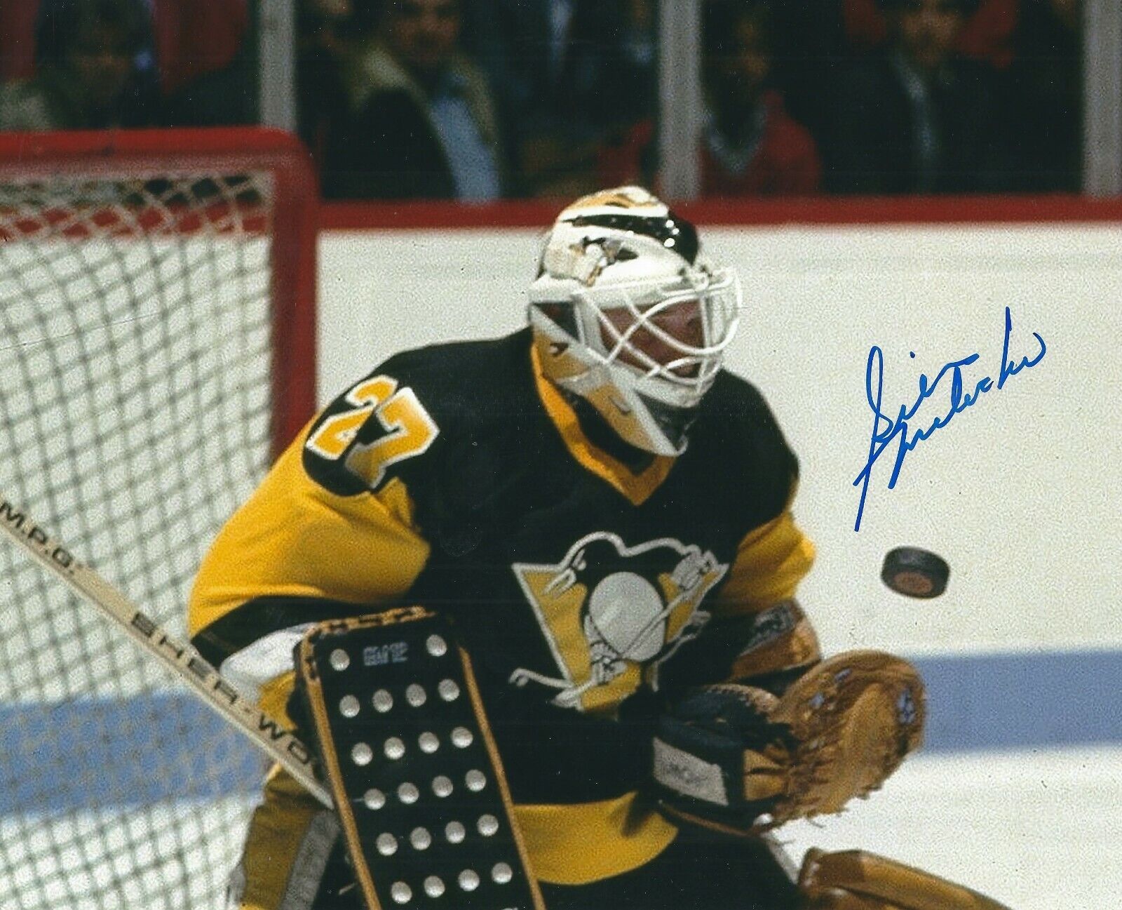 Signed 8x10 GILLES MELOCHE Pittsburgh Penguins Autographed Photo Poster painting - COA