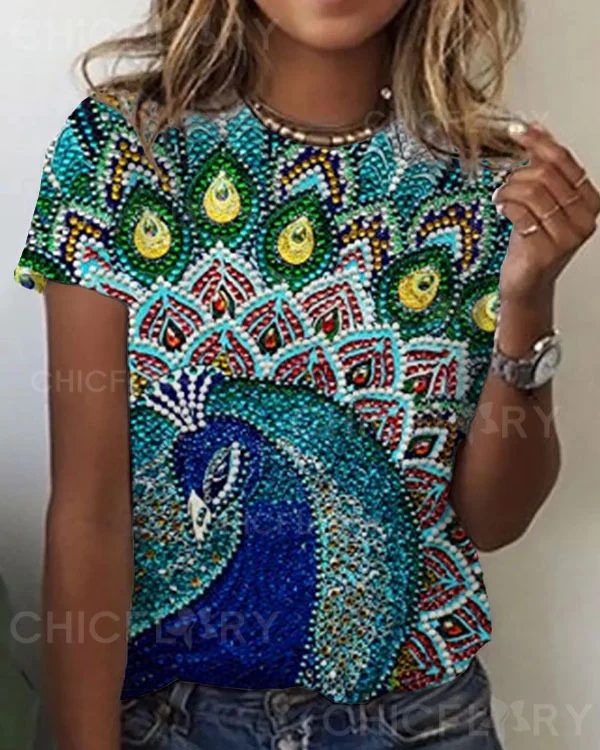 Women's Peacock Pattern Top