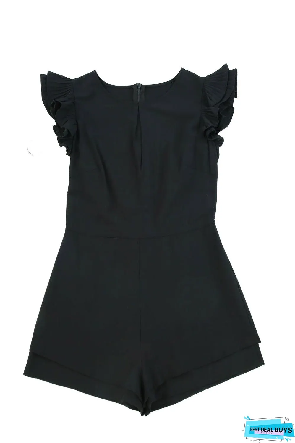 Ruffle Sleeves Solid Romper