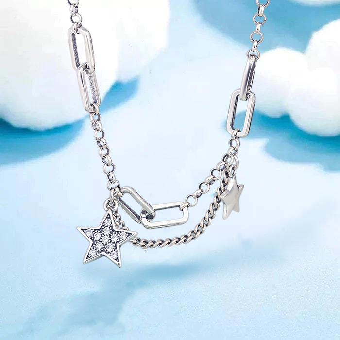 Daughter & Granddaughter | Diamond Star | 925 Silver Necklace  
