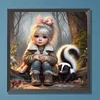 Diamond Painting-DIY Full Round Drill Girl And Skunk