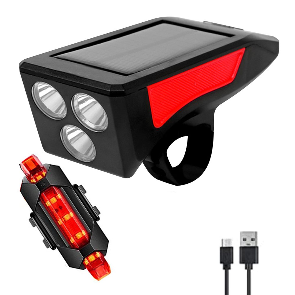 

Solar Bike Front Headlamp USB Rechargeable Cycling Tail Rear Lights Set, 918, 501 Original