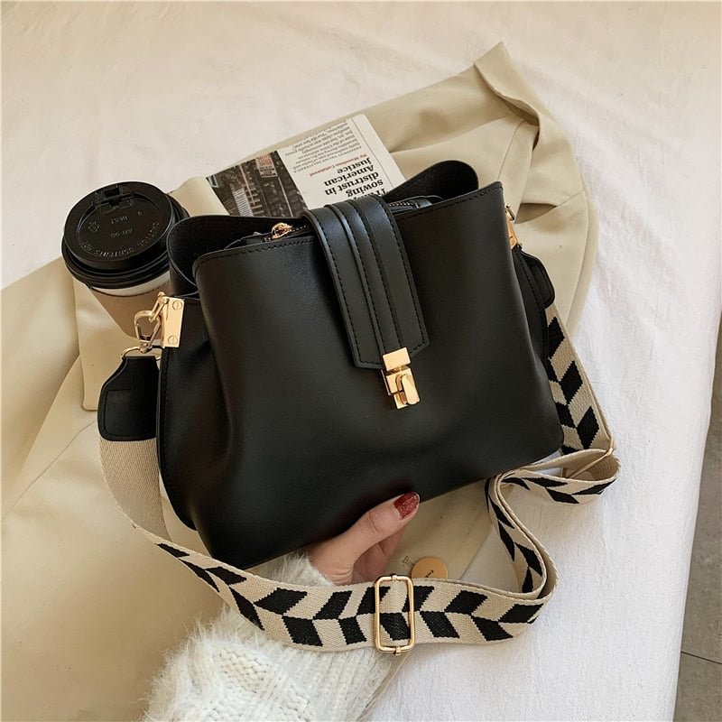 Vintage Simple Small PU Leather Bucket Crossbody Bags For Women 2022 Designer Fashion Lady Luxury Black Shoulder Handbags