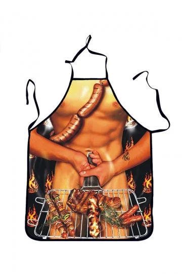 Adult Party Cosplay Sexy Naked Man Print Halloween Apron Brown-elleschic